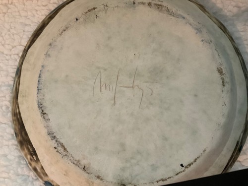 Piatto portacandele vintage McCarty Pottery 5 fori per tubi bordo impronta digitale larghezza 10,5" - Foto 8 di 8