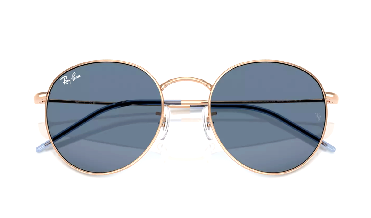 Ray-Ban Women\'s Rose Gold Frame Blue Lens Round Sunglasses - Classic Metal Ray-Ban RB3447 Matte Gold/Blue Polarized Sunglasses main image 2