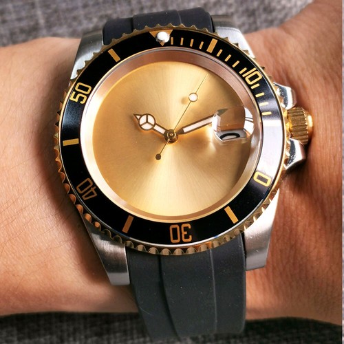 Dress 100M Waterproof NH35A 40mm Selfwinding Men Watch Two Tone Gold Case - Picture 8 of 20
