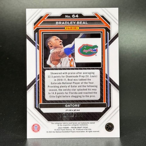 Selecciones del draft de baloncesto Panini Prizm 2023 #64 Bradley Beal Red Prizm/299 - Imagen 2 de 2