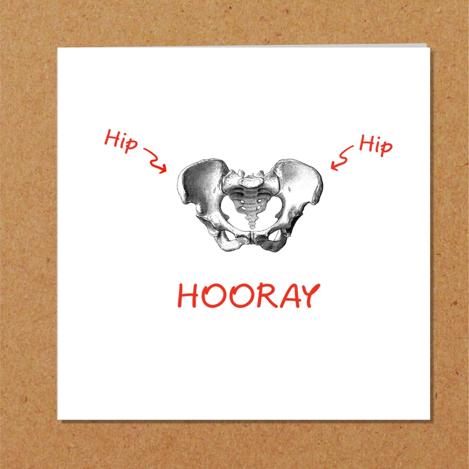 Tarjeta de cirugía de reemplazo de cadera felicitaciones nueva operación de cadera divertida recuperación Foto 4 de 4