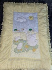 Vintage Crib Quilt Mother Goose And Goslings Yellow Ruffle Border GVC Nursery