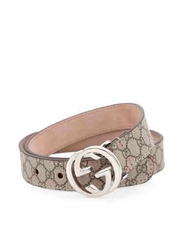 NWT NEW Gucci girls boys beige or white GG ebony print Belt 258395 - Picture 3 of 10