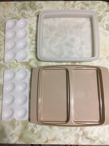 Tupperware Teufel Eierhalter Träger Tablett Behälter 723-3 Vintage hellbraun Boden EUC - Bild 2 von 12