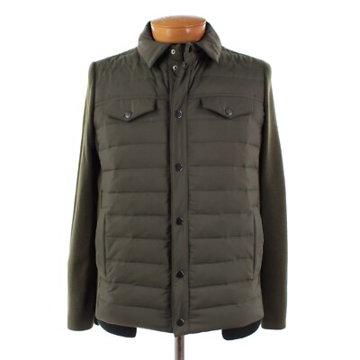 Luciano Barbera NWT Down Mixed Media Jacket Size 50 (M US) In Solid Green