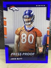 2017 Donruss Press Proofs Blue Jake Butt #394 Broncos Michigan Rookie RC NM