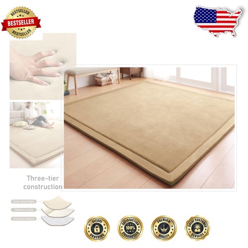 Ultra-Soft Coral Velvet Toddler Play Rug - Non-Slip 4'11" x 4'11" for Nurseries