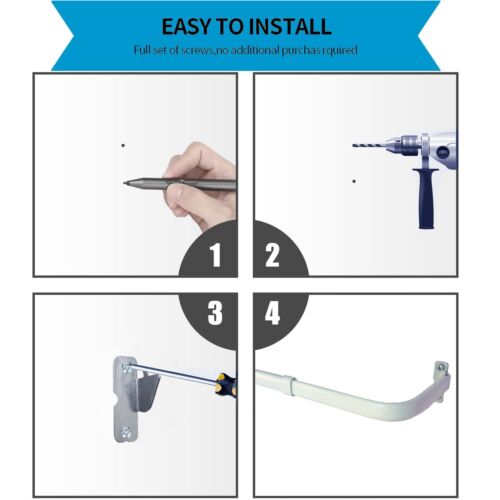 Curtain Rod Hooks Curtain Rod Bracket 4 Pcs Curtain Rod Holders with Screws W... - Picture 4 of 6