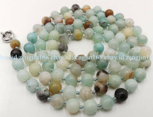 "Collar de cuentas redondas de piedras preciosas amazonita multicolor natural de 6/8/10/12 mm 16-36""" - Imagen 2 de 12
