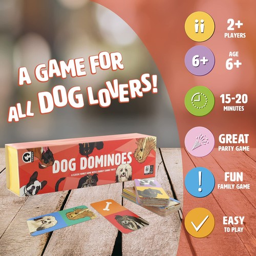Ginger Fox Hund Dominosteine Kartenspiel | Spaß Familienspiel Nacht | Alter 6+ - Bild 3 von 6