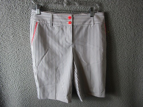 ANNIKA CUTTER & BUCK WOMEN'S GOLF BERMUDA SHORTS WHITE BLUE SIZE 2 POLYESTER