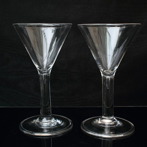 Antique Wine Glasses Trio Trumpet Shape Air Tear and Folded Foot - Picture 3 of 24