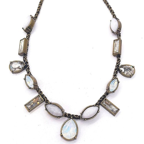 SILPADA Semi Precious White Jade Swarovski Crystal Necklace in Antique Bronze - Picture 2 of 5