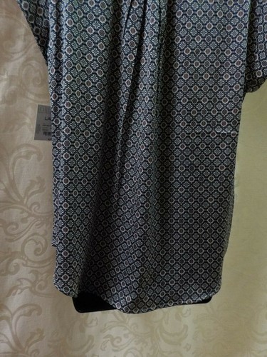 Liz Claiborne High Low Blouse Size L NWT Floral Cap Sleeve Pocket Button Placket - Picture 9 of 12