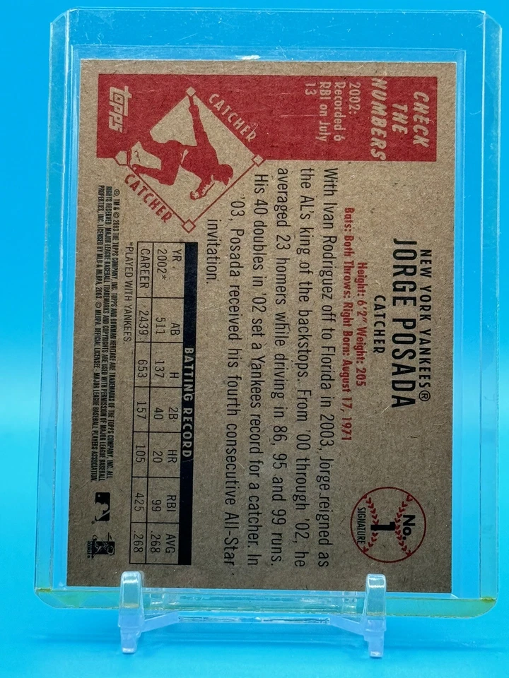 2003 Bowman Heritage Black Border Signature Jorge Posada New York Yankees #1 - Image 2 of 2