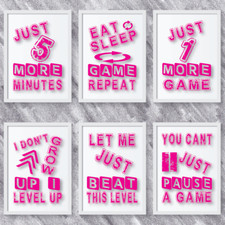 Pink Gaming Prints Girls Bedroom Games Room Posters Gamer Wall Art Bedroom Decor