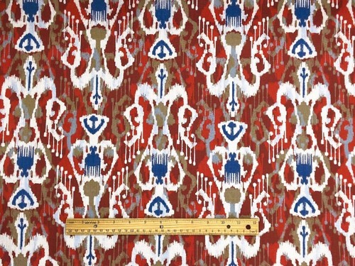 Woven Ikat Red Cotton Home Decor Upholstery Drapery Pillow Sewing Fabric BTY - Picture 5 of 7