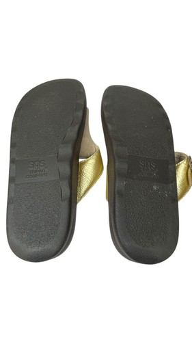 SAS Sanibel Women's Gold Nubuck Leather Slip-On Toe Post T-Strap Size 11M Sandal - Picture 9 of 11