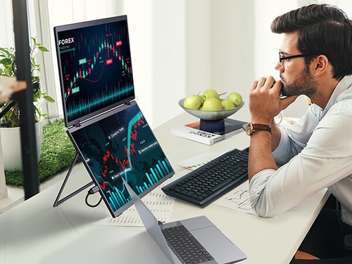 EVICIV 15,6 Zoll 1080P Tragbarer Monitor Faltbarer Dual Bildschirm Freistehend A - Bild 24 von 24