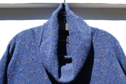 Eskandar COLBALT BLUE TWEED MONK Mid Weight Cashmere Merino 40" Long Sweater O/S - Picture 4 of 4