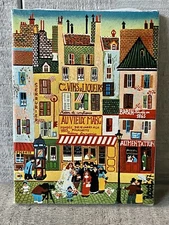 Naive Folk Art Painting Wedding Paris Canvas Acrylic Signed Beizet '97