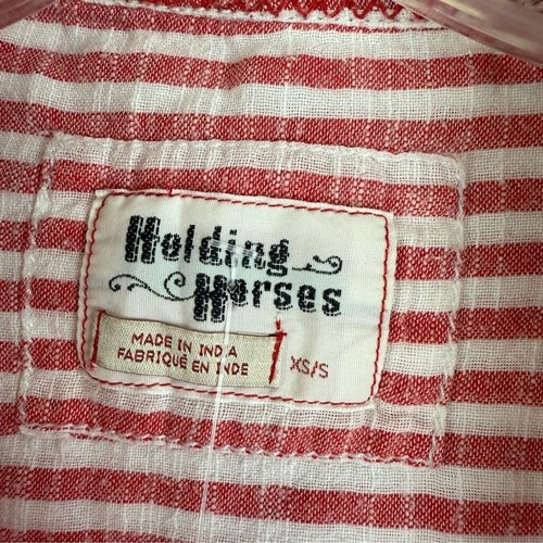 Anthropologie Holding Horses oversize abbottonato a righe con bottoni taglia XS rosso - Foto 4 di 6