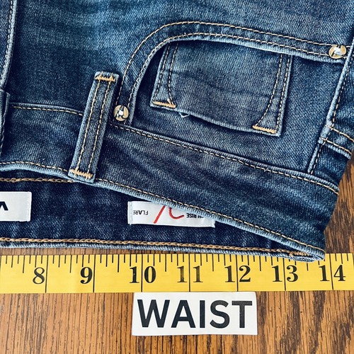 Vigos Damen Denim Jeans Größe 28 High Rise Flare Leg Stretch Dark Wash Blau Neu mit Etikett - Bild 9 von 12
