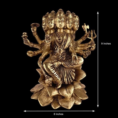 Gayatri MATA Statue Brass Devi Savitri Hindu Goddess Idol Vastu Pooja 9 Inches - Picture 6 of 6