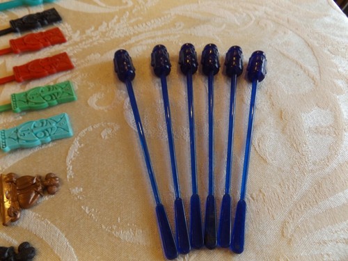 LOT OF 42 TIKI BAR SWIZZLE STICKS WITH LU LU SHRINER W/ FEZ PLANTER / HOLDER - Picture 19 of 24