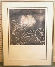 GRAFFITI Vtg ORIGINAL Art Etching LYNNE HEFFNER FERRANTE #31/250 Signed Framed 