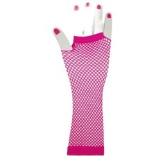 Fingerless Fishnet Gloves Mid Arm Length Pop Rock Star 80s Costume Hot Pink 3008
