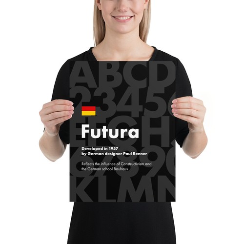 Futura font, 1957 — design typography poster, abstract print - Picture 7 of 12