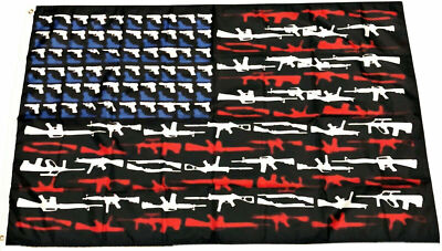 Bandiera Americana Patriottica 3x5ft Guns And Ammo AR-15 - 100% Poliestere - Spedizione Gratis