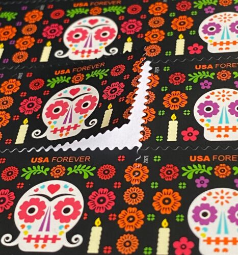 USA 2021 Stamps MNH Forever Day of the Dead Skull Block Sheet of 20 US - Picture 4 of 5