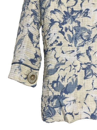 Coldwater Creek Women's Cream and Blue Floral Blazer Lined Jacket Sz P12 - Picture 3 of 9