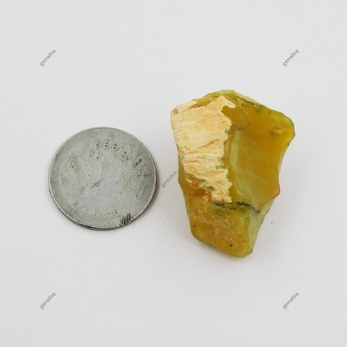 Piedra preciosa suelta extraída tierra 85,2 quilates certificada áspera sin cortar amarillo ópalo natural - Imagen 2 de 15