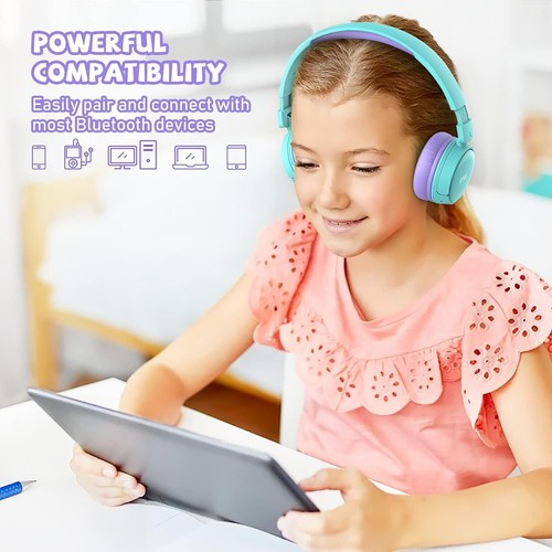 Gorsun Bluetooth Niños Auriculares 85dB Regulador de Volumen Micrófono Plegable, Niño - Imagen 27 de 29