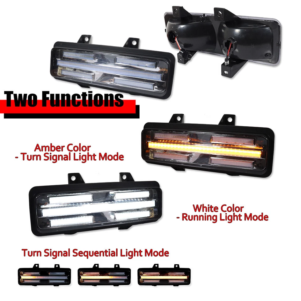 Switchback LED Clear Lens DRL Signal Lights For Chevy GMC Van Jimmy Pickup Truck - Image 3 of 4