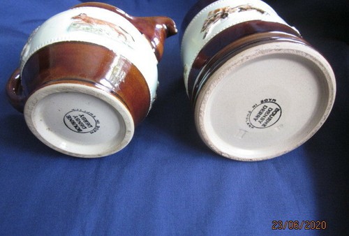 DENBY BOURNE TALLY HO GREEN TANKARD MUG AND JUG LATE 1940 FANTASTIC CONDITION - Picture 2 of 9