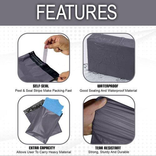 Polythene Mailing Bags Grey Self Seal Postal Mailers for Parcel Packaging Bag - Picture 7 of 9
