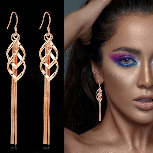 Hypoallergenic Stainless Steel Double Twist Tassel Drop Dangle Fashion Earrings - Picture 21 of 32