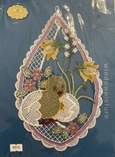 Vintage Plauener Spitze Window Lace Germany Chick & Flowers New In Package