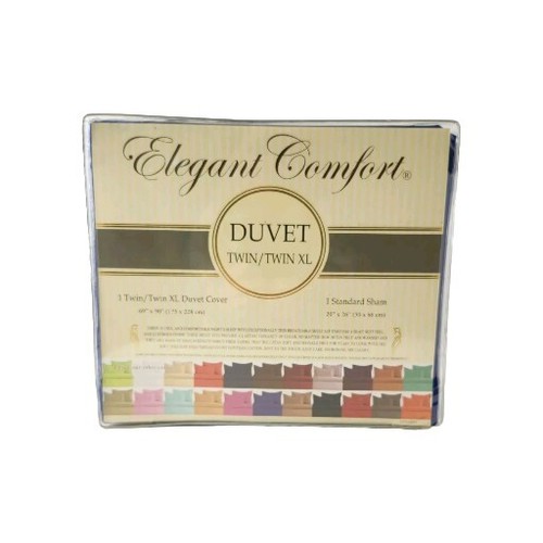 ELEGANT COMFORT Duvet & Sham Twin/Twin XL Blue 1500 Thread Count Egyptian Cotton - Picture 2 of 6