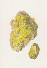 Zolfo Cristalli Di Zolfo Stampa A Colori Del 1969 Minerali Di Zolfo Rocce