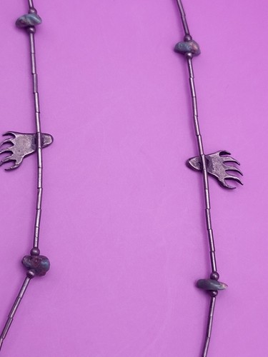Vtg Antique? Native American Bear Claw 925 Liquid Silver Bear Claws Necklace - Picture 2 of 13