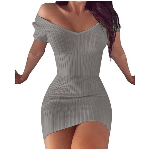 Bodycon-Minikleid Damen Rock Strick Party Club lässig sexy schmal - Bild 9 von 14