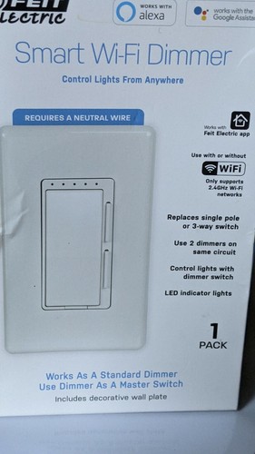 Feit Electric White 150 W Smart Dimmer Switch 1 pk - Picture 1 of 4
