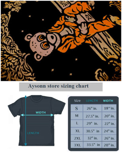 T-shirt nuova cajmear nero argilla marrone arancione Kanye west orso abbandono cartone animato rap - Foto 2 di 5