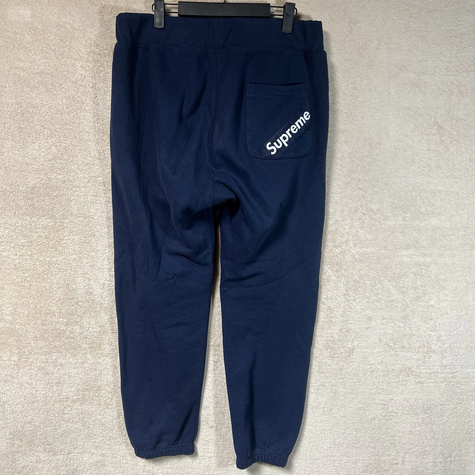 Pantalon de survêtement Supreme Corner Label SS18 homme petit bleu 34x29 * FONCTIONNE GRAND *