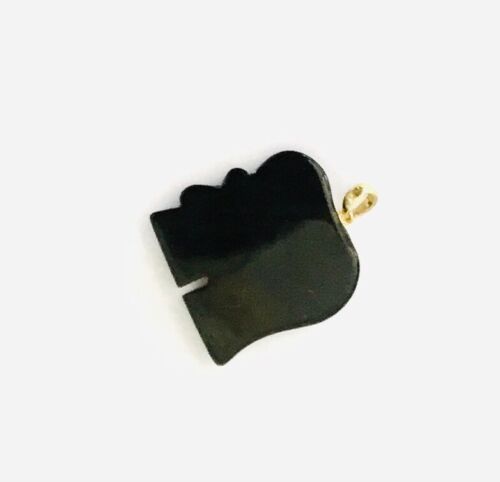 Solid 14K Gold Natural Black Onyx Elephant Charm , Pendant for necklace NEW - Picture 4 of 6